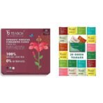Teabox Organic Hibiscus Cinnamon Clove Green Tea Bags 25 pcs & Teabox Green Tea Sampler Bags 20pcs (2pcs X 10 flavors) - Fast UK Delivery