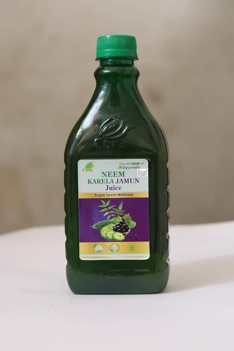 uk61MYMrvI2EL-1.jpg Cura Mahaveer Karela Jamun Neem Mix Juice Sugar Level Wellness 500ml Pack of 2 - Fast UK Delivery - Image 1