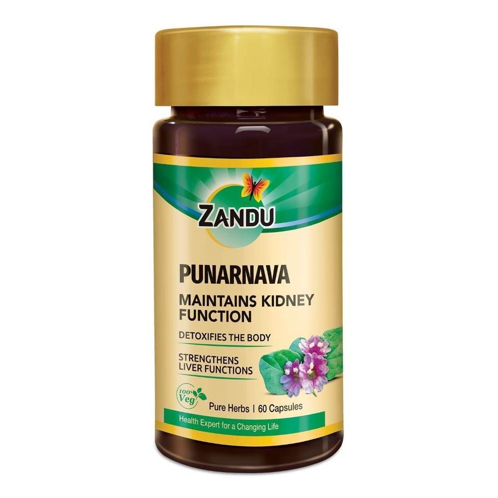 uk61PkDt4SRXL-1.jpg Zandu Punarnava Capsules, With Goodness of Natural Punarnava Extract known for Good Gut Health & for Healthy Appetite, Helps for Heart and Urinary Health - 60 Veg capsules - Fast UK Delivery - Image 1