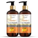 Vedic Roots Khadi Natural Vitamin C Face Wash | Skin Brightening, Oil Control, Dark Spots Remover | Anti Tan Sunburn Protection herbal Face Cleanser - 300 ML X 2 - Fast UK Delivery