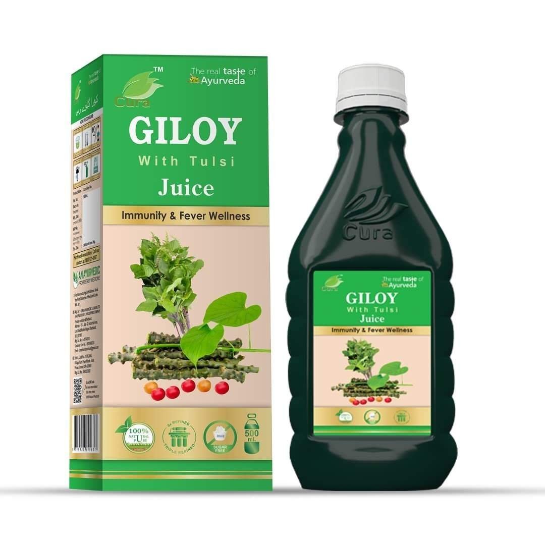 uk61SytcGBJFL-1.jpg CURA AYURVEDIC Giloy with Tulsi Juice II Immunity booster with richness of Giloy & Tulsi II Supports Platelet Count II 500ml - Fast UK Delivery - Image 1