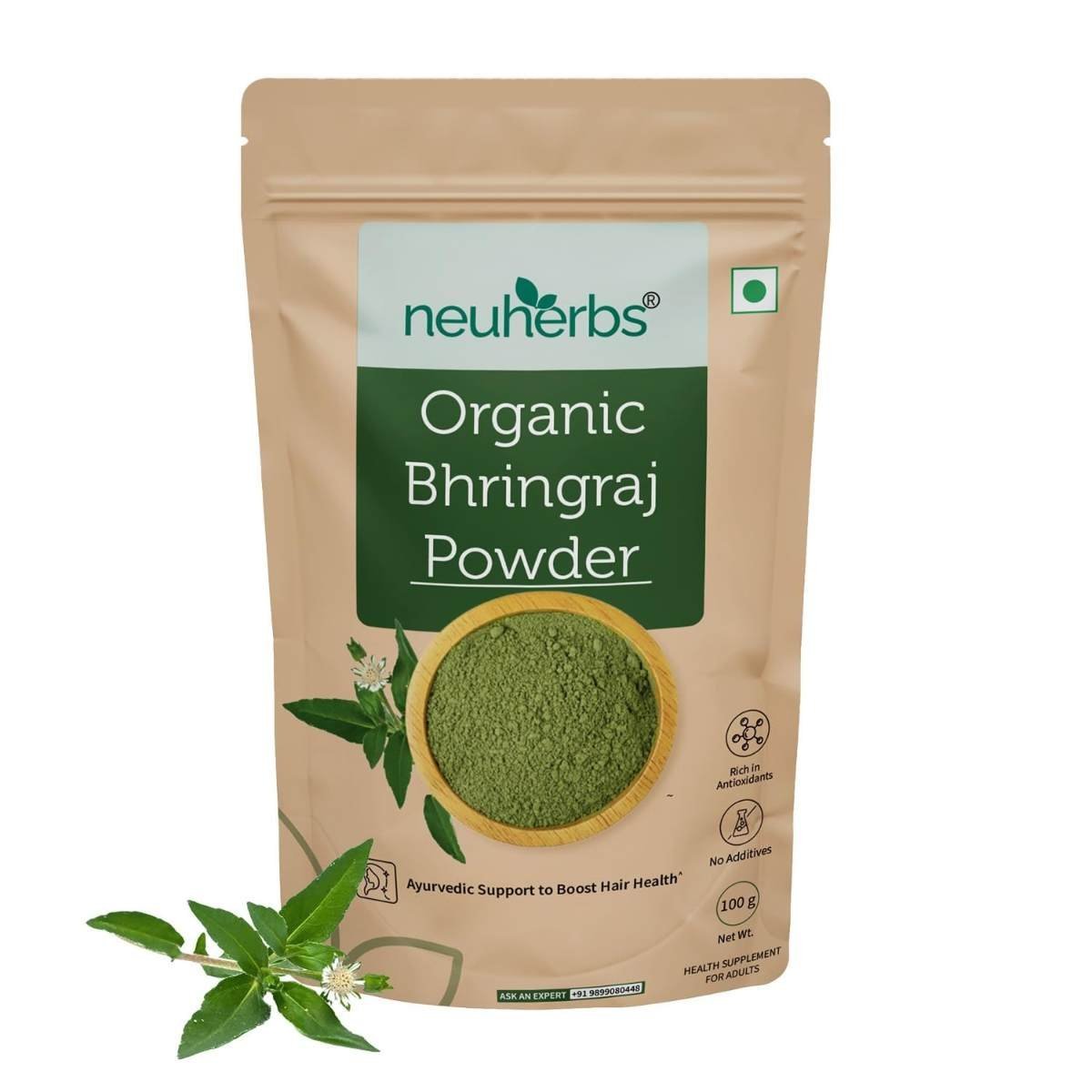 uk61TKOMm7TL-1.jpg Neuherbs Organic Bhringraj Powder For Men & Women (100g Pack of 1) | Ayurvedic Support To Boost Hair Health | 100% Pure & Natural | No Additive Preservative | Best For Hair Growth - Fast UK Delivery - Image 1