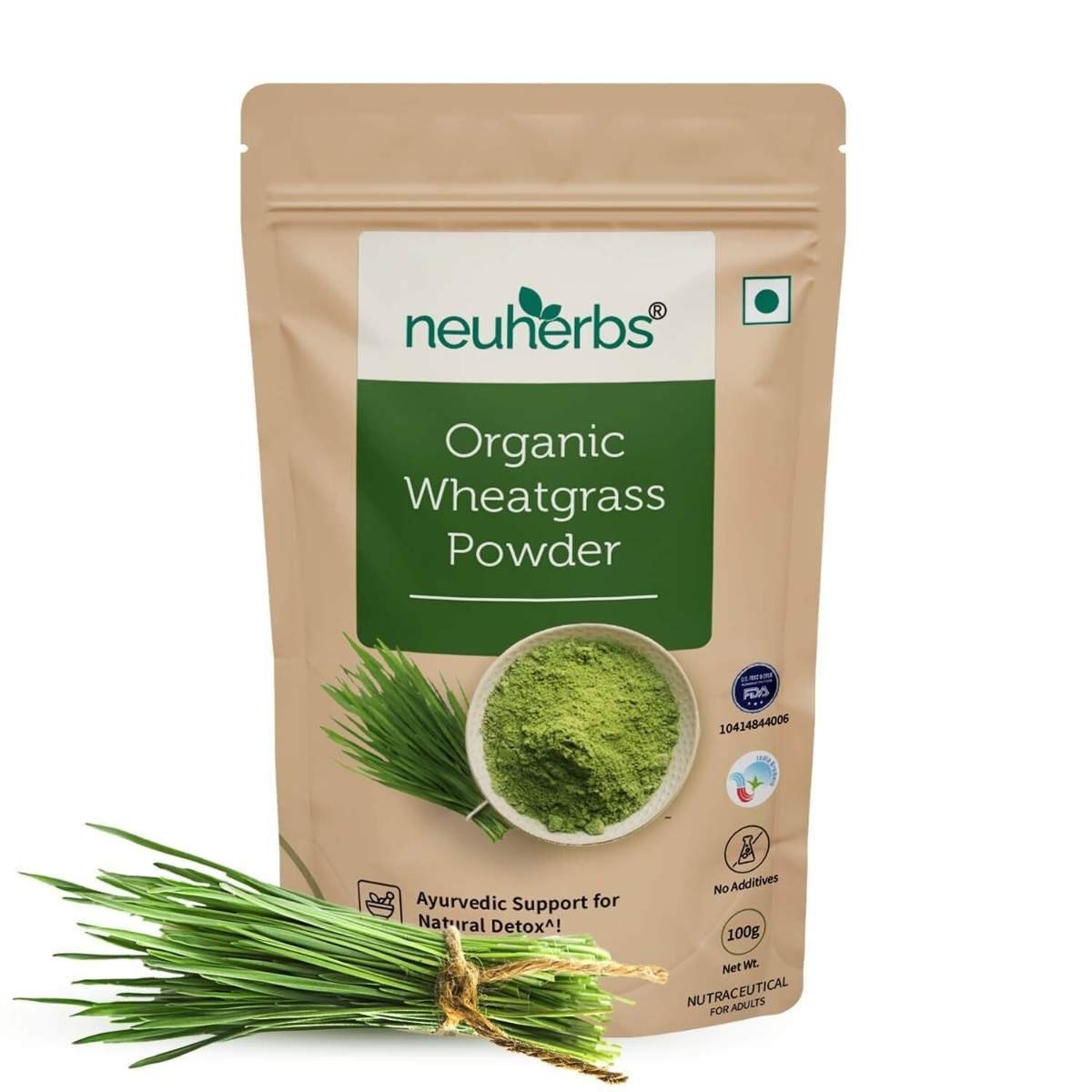 uk61Vi-E87adL-1.jpg Neuherbs Organic Wheatgrass Powder | Ayurvedic Support For Natural Detox | Immunity Booster | Herbal Supplement | NON-GMO, Vegan, Antioxidant, Superfood | Certified Organic - 100g - Image 1