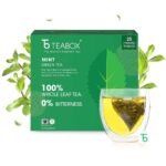 Teabox Green Mint Tea 25 Teabags | Exotic Blend of Premium Green Tea and Real Peppermint Leaves | Boosts Immunity | Silken Pyramid Teabags - Fast UK Delivery