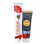 Vicco Vajradanti Paste with 18 Essential Ayurvedic Herbs Regular Flavour (200g) with Vicco Turmeric S-Shaving Cream (70g) - Fast UK Delivery