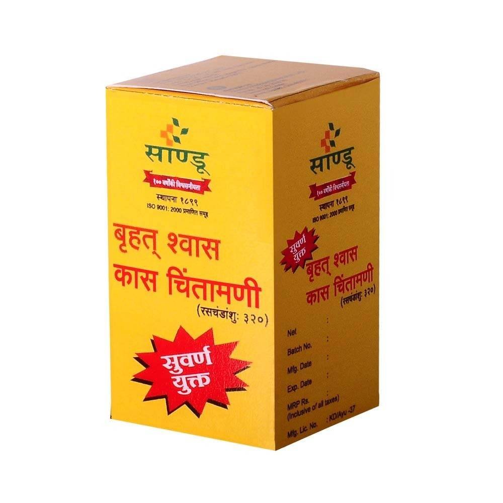uk61Yt08tq1aL-1.jpg Sandu Brhat Shwas Kas Chintamani Ras | Strengthens & Rejuvenates Respiratory Health | 20 Tabs - Fast UK Delivery - Image 1