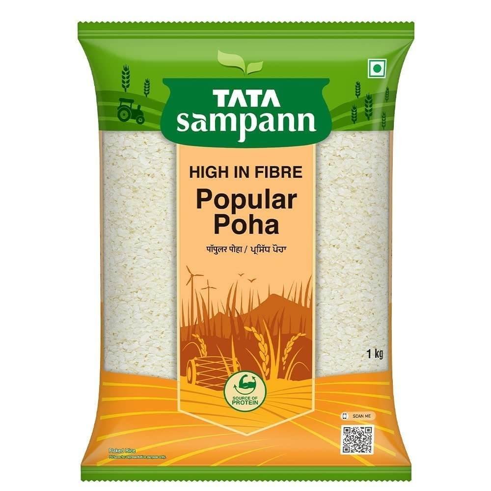uk61ZonqJSWFL-1.jpg Tata Sampann, High in Fibre Popular Poha(Thick), 1kg - Fast UK Delivery - Image 1