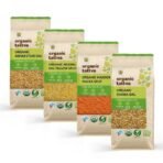ORGANIC TATTVA Gluten Free & Unpolished Yellow Dal/Pulses Combo Pack (Arhar, Chana, Moong Yellow & Mosoor Malka Split), 2 Kg (500G Each) - Fast UK Delivery