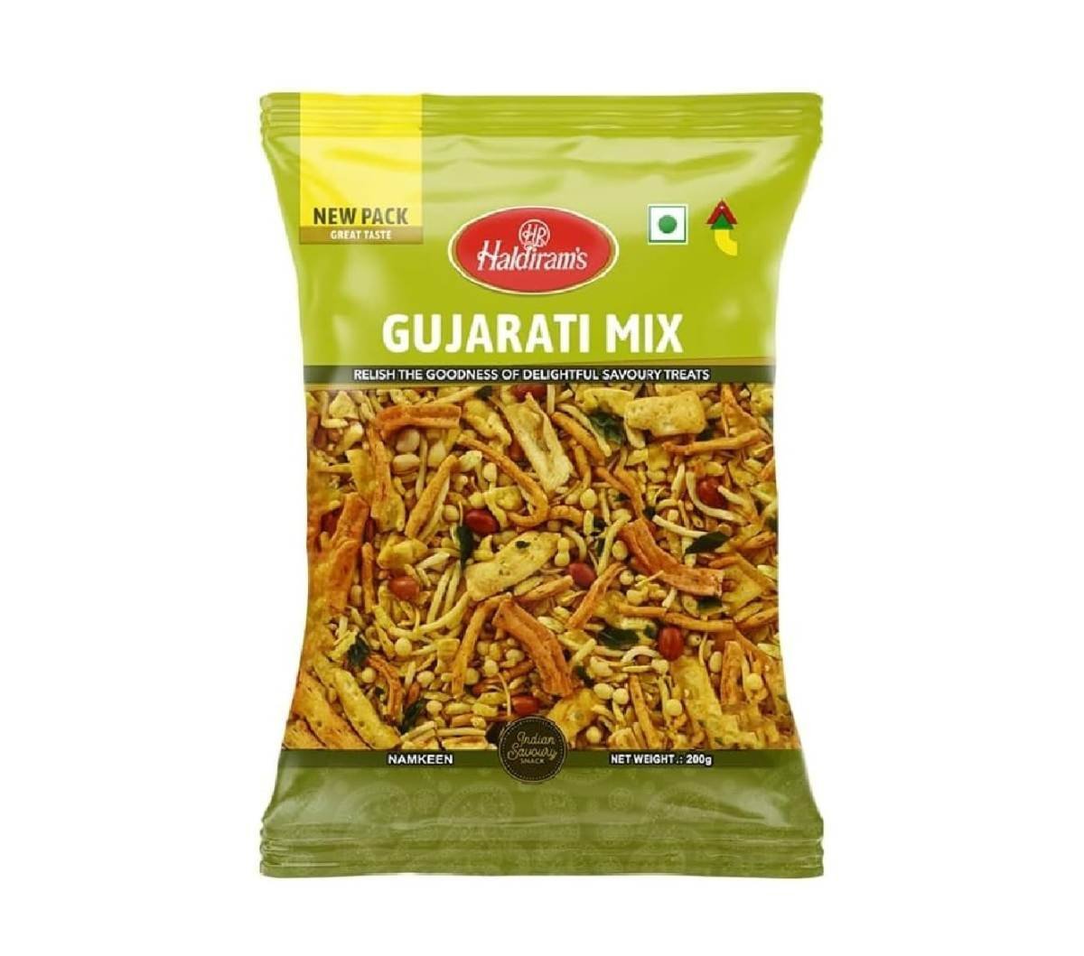 uk61bKMC70pwL-1.jpg Haldiram's Gujarati Mix | Gujarati Namkeen | Spicy & Sweet in Flavour | Natural Flavouring Agent | Tea- Time Munchies to Spend Time with Family |200g - Fast UK Delivery - Image 1