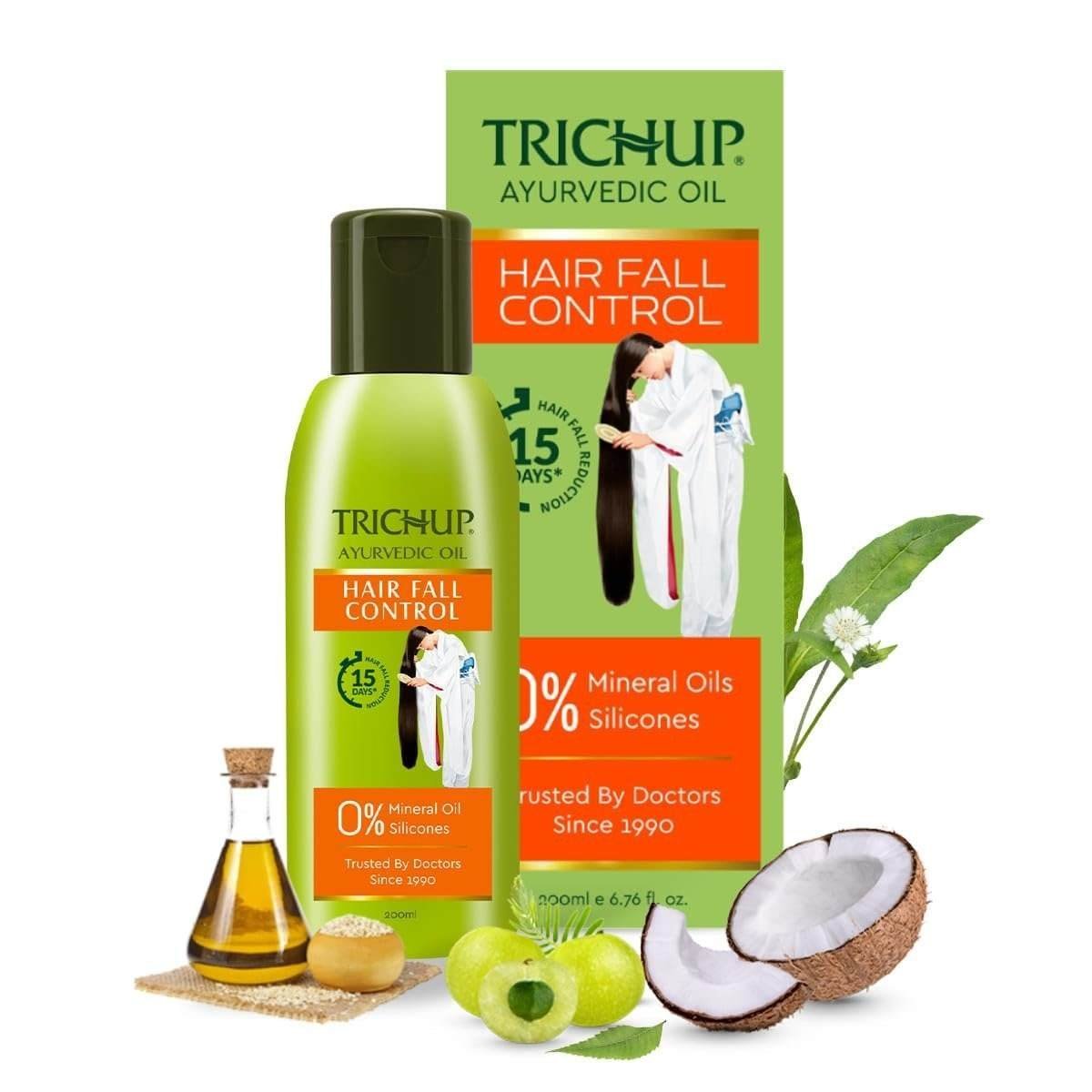 uk61dA7W0Y-1L-1.jpg Trichup Ayurvedic Hair Fall Control Oil | No Mineral & Paraben- Pack of 3 x 200ml - Fast UK Delivery - Image 1