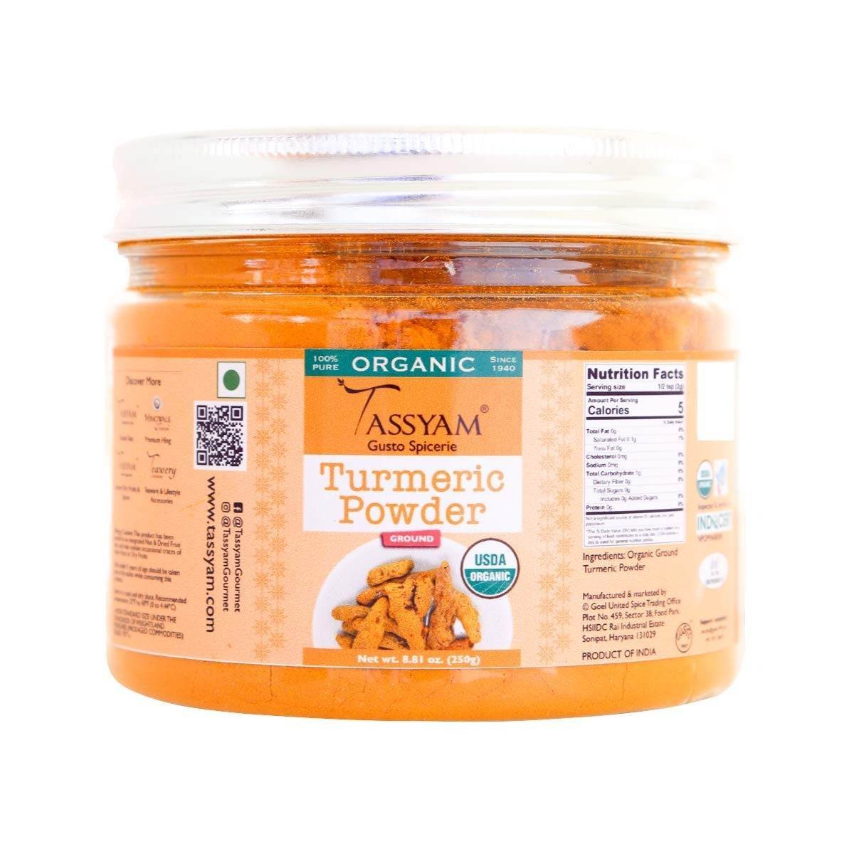 uk61de-bFMehL-1.jpg Tassyam Certified 100% Organic Turmeric Powder 250g - Fast UK Delivery - Image 1