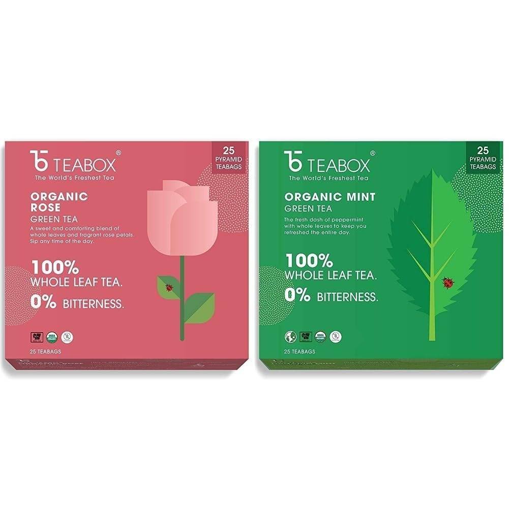 uk61exd5COKYL-1.jpg Teabox Organic Rose Green Tea 25 Teabags & Teabox Organic Green Mint Tea 25 Teabags - Fast UK Delivery - Image 1