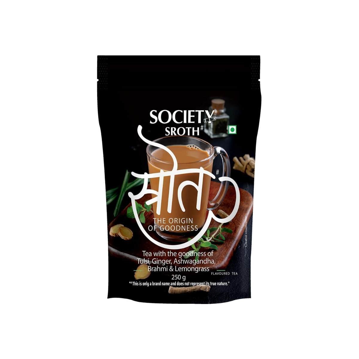 uk61fgvncyY3L-1.jpg Society Sroth Ayurvedic Tea | With Goodness of Tulsi, Ashwagandha & Brahmi | Immunity Booster | 250 g Pouch - Fast Shipping to USA & Canada - Image 1