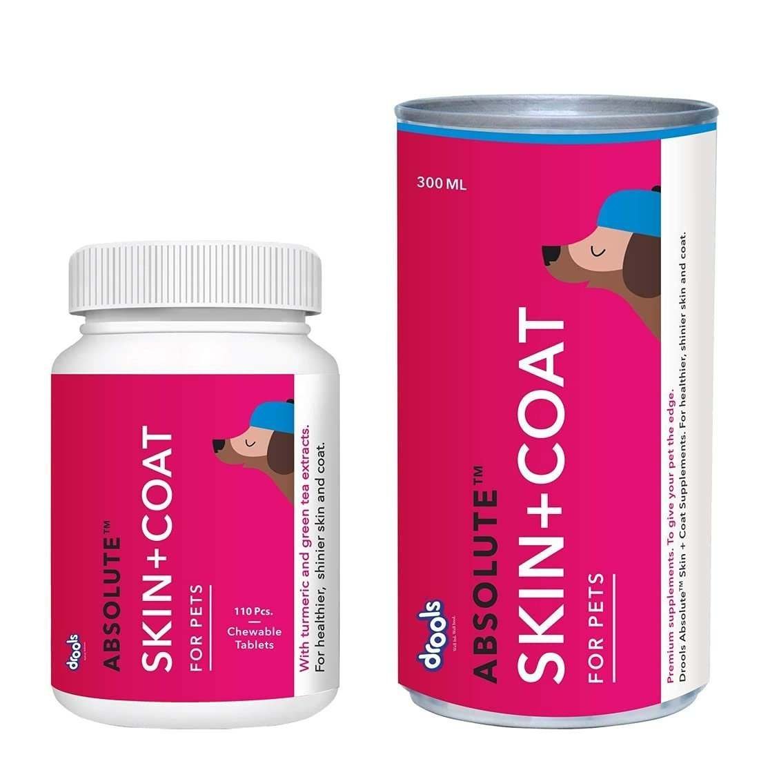 uk61fmB3NViiS-1.jpg Drools Absolute Skin + Coat Tablet(110 Pcs) & Syrup(300ml) - Dog Supplement - Fast UK Delivery - Image 1