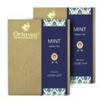 Octavius | Mint Green Tea - 100 Gm (Pack of 2) | 100 Cups | 100% Natural | Loose Leaf | Mint Leaf | Cool and Refrshing | Boost Immunity | Improves Metabolism, Sleep, Skin and Hair | 200 Gm Box - Fast UK Delivery