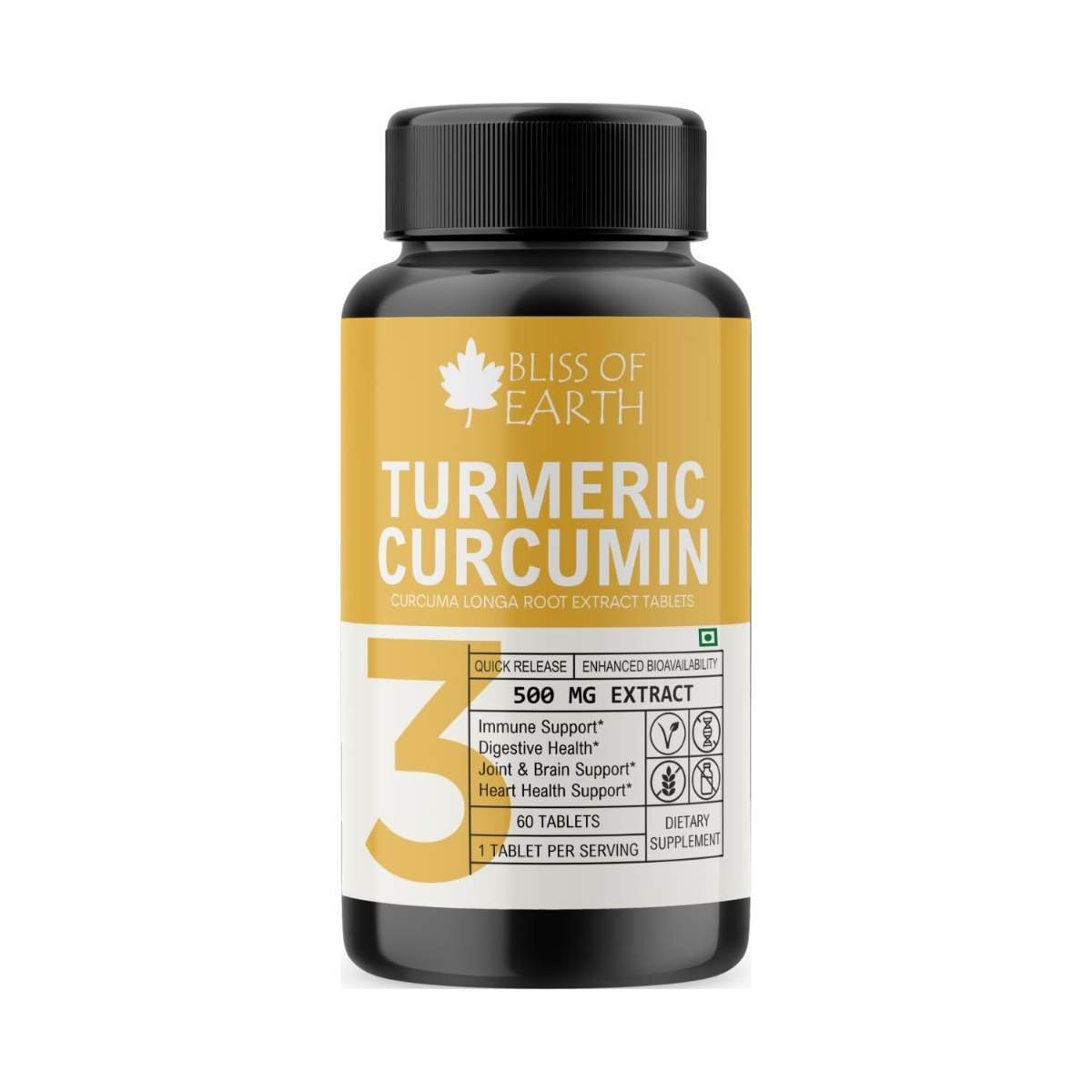uk61gvjtstRFL-1.jpg Bliss of Earth Turmeric Curcumin Tablets, 95% Curcuminoids, 500 mg Extract (Equivalent to 3700 mg Root Powder) High Potency, Quick Release & Enhanced Bioavailability., 60 Tablets - Fast UK Delivery - Image 1