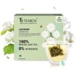 Teabox Jasmine Green Tea 50 Teabags | Sourced From Madurai | For Calm Mind and Relaxation | Made with 100% Whole Leaf, Natural Jasmine Flowers & Natural Flavors - Fast UK Delivery