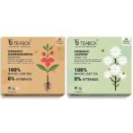 Teabox Organic Ashwagandha Green Tea 25 Teabags & Teabox Organic Jasmine Green Tea 25 Teabags | Sourced From Madurai | For Calm Mind and Relaxation - Fast UK Delivery