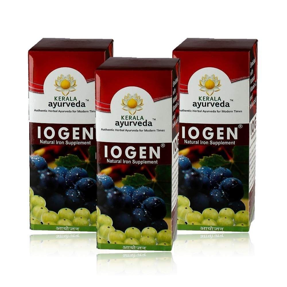 uk61hbatmOTxL-1.jpg Kerala Ayurveda Iogen 200ml (Pack Of 3, 200ml each) | Natural Iron Supplement | Improves Hemoglobin level | Herbal Iron Supplement | Non-Constipating Iron Tonic | Anemia Syrup | Stimulates Appetite | No Artificial Flavors | With Bilva, Satavari, Draksha, Amla, and Annabedi | - Fast UK Delivery - Image 1
