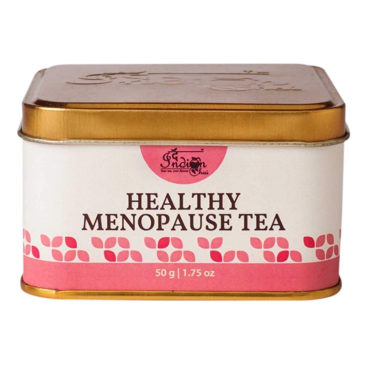 uk61hcTEAK2IL-1.jpg The Indian Chai Healthy Menopause Tea 50g with Raspberry Leaves, Red Clover Flower, Vetiver Root, Guggul etc for Mood Swings, Irritability, Hot Flashes & Night Sweats Relief, Herbal Tea - Fast UK Delivery - Image 1