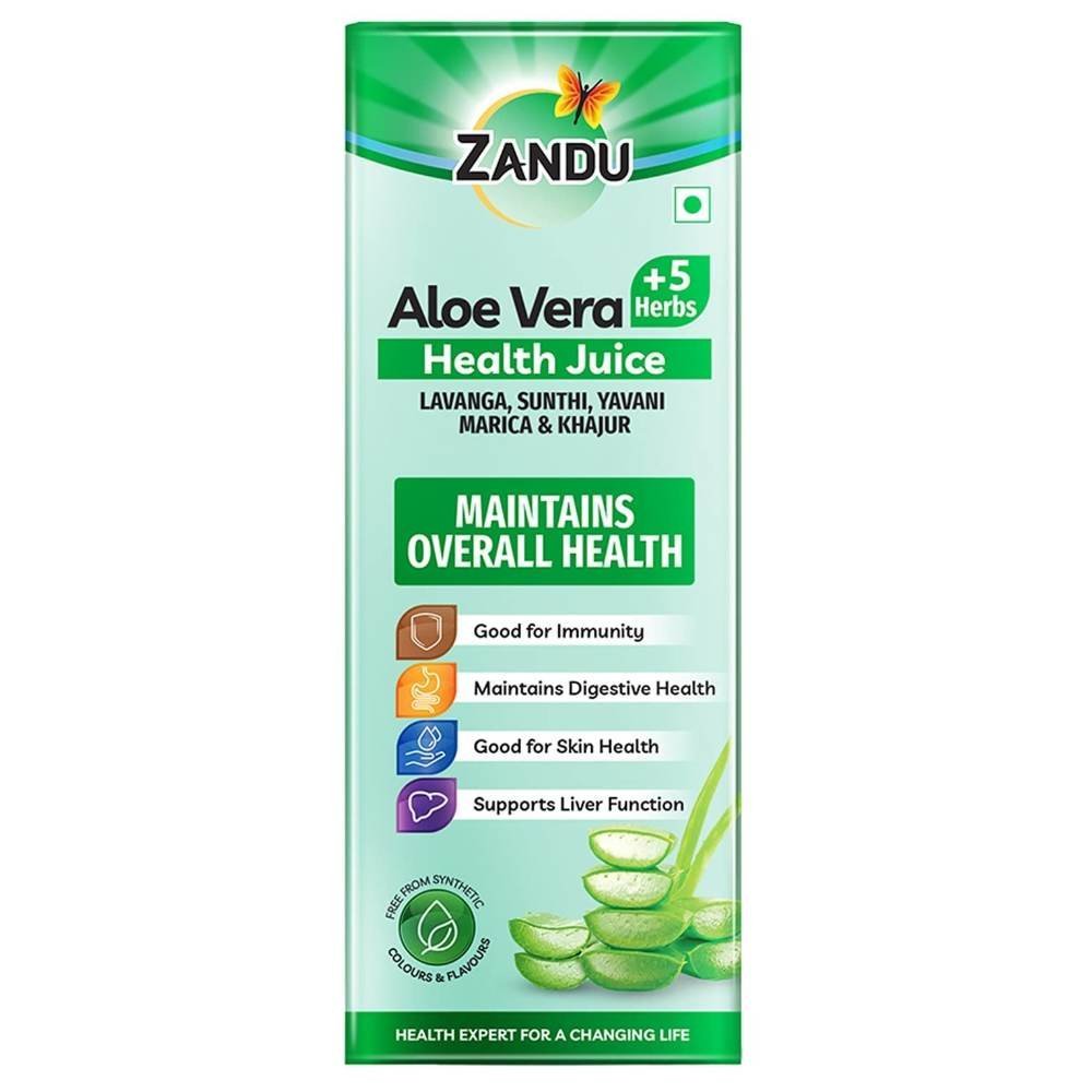 uk61iuAIl292S-1.jpg Zandu Aloe Vera Juice with 5 added Herbs, 1 L, Pure and Natural, Ayurvedic Immunity Booster, Good for Digestive Health, Skin Health & Liver Function | No Added Sugar - Fast UK Delivery - Image 1