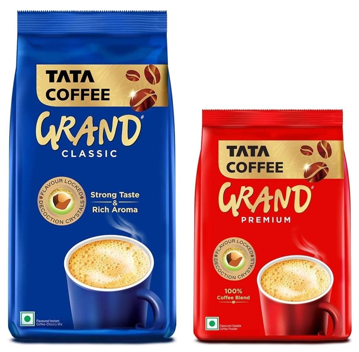 uk61j76ebiHL-1.jpg Tata Coffee Grand Classic Instant Coffee| With Flavour Locked Decoction Crystals | 200g Pouch & Tata Coffee Grand Premium Instant Coffee| 100g Pouch - Fast Shipping to USA & Canada - Image 1