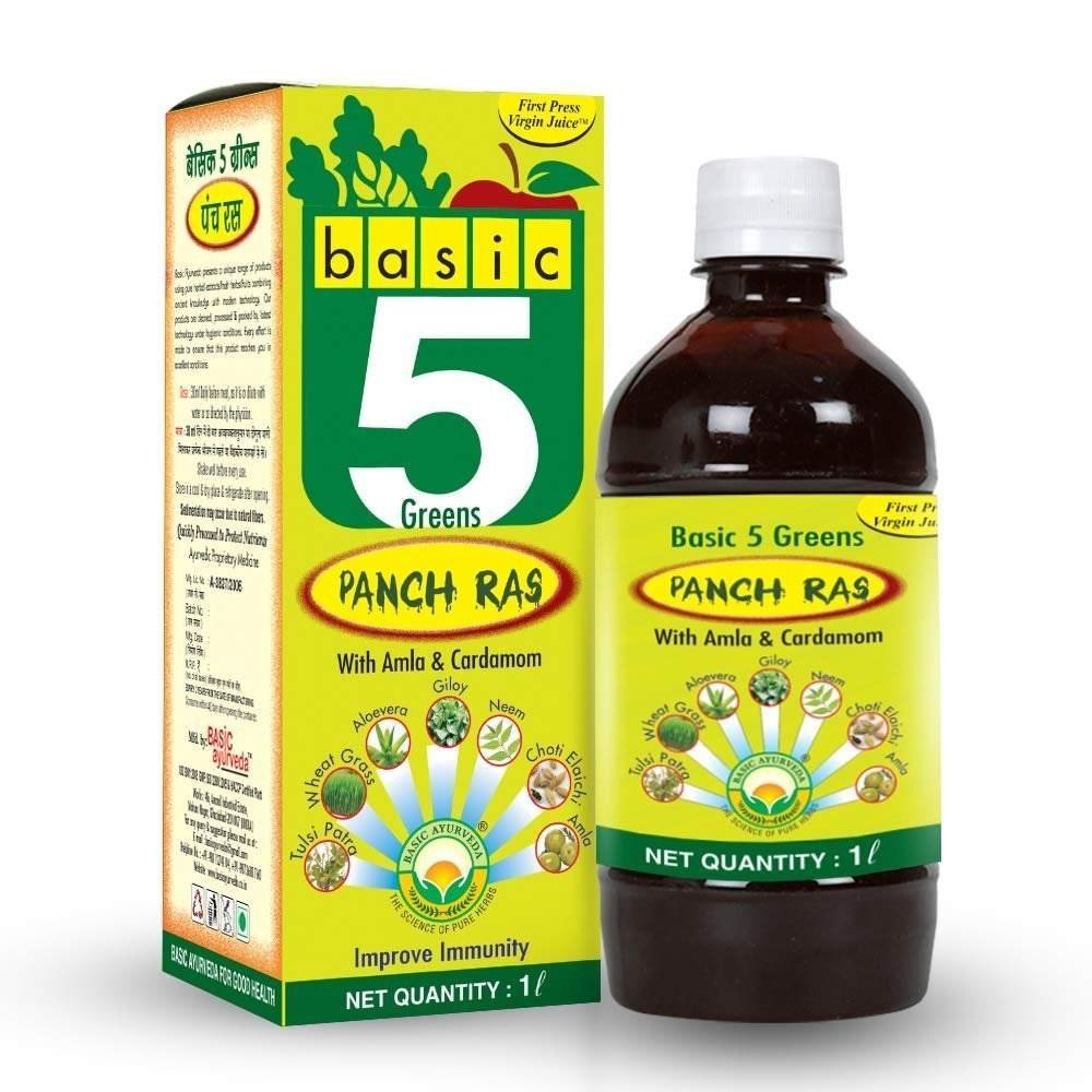 uk61k7OK1TzL-1.jpg BASIC AYURVEDA Basic 5 Green Panch Ras (Juice) 1000 Ml | - Fast UK Delivery - Image 1