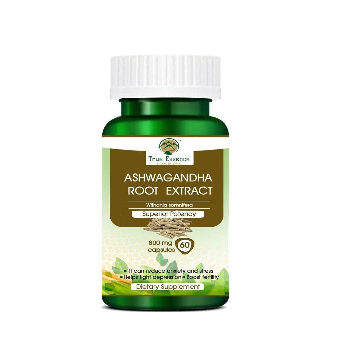 uk61k9tyEGfbL-1.jpg Heera Ayurvedic Research Foundation True Essence Provisions Ashwagandha Root Extract Withania Somnifera 60 PCS. Veg Capsule (800 mg) - Fast Shipping to USA - Image 1