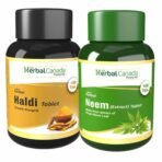 Herbal Canada Neem & Haldi Combo | 100 Tablets Each, Natural Ayurvedic Supplement for Immunity & Wellness | Neem 100 Tablets & Haldi 100 Tablets - Fast UK Delivery