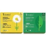 Teabox Chamomile Green Tea for Stress Relief & Good Sleep, 50 Silken Pyramid Tea Bags & Teabox Organic Green Mint Tea 25 Teabags - Fast UK Delivery