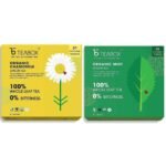 Teabox Chamomile Green Tea for Stress Relief & Good Sleep, 50 Silken Pyramid Tea Bags & Teabox Organic Green Mint Tea 25 Teabags - Fast UK Delivery