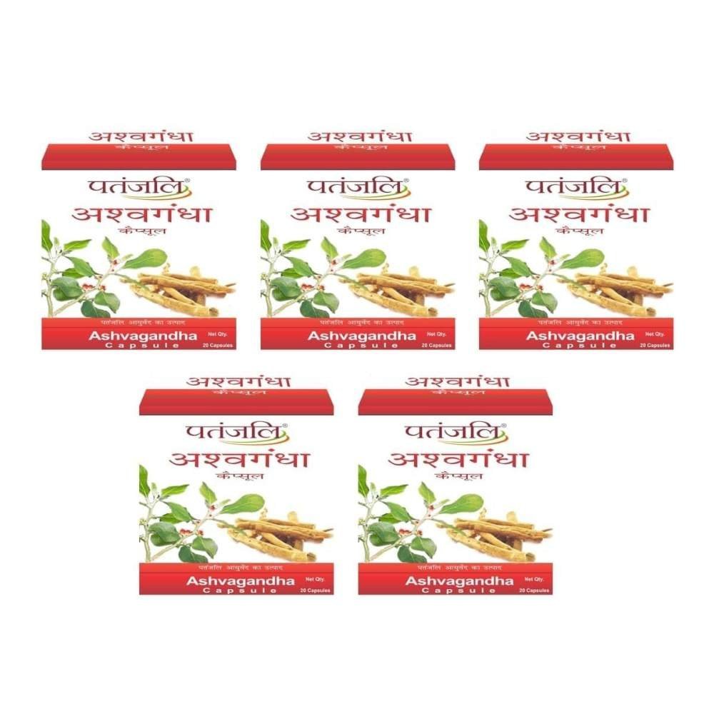 uk61lsq2nscsL.jpg Patanjali Ashwagandha Capsule - Pack Of 5 - Fast UK Delivery - Image 1