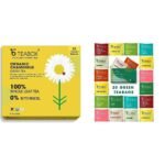 Teabox Chamomile Green Tea for Stress Relief & Good Sleep, 25 Silken Pyramid Tea Bags & Teabox Green Tea Sampler Bags 20pcs (2pcs X 10 flavors) - Fast UK Delivery