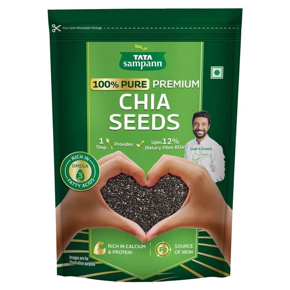 uk61nMTOqRSUL-1.jpg Tata Sampann Pure Chia Seeds, 200g, Rich in Calcium & Protein, Source of Iron - Fast UK Delivery - Image 1