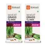 KRISHNA'S HERBAL & AYURVEDA Wheatgrass Juice, Wheat Grass Juice 9Th Day Picked Wheatgrass Leaves, Pure, Natural And 100% Ayurvedic Juice -500 Ml (Pack Of 2) - Fast UK Delivery