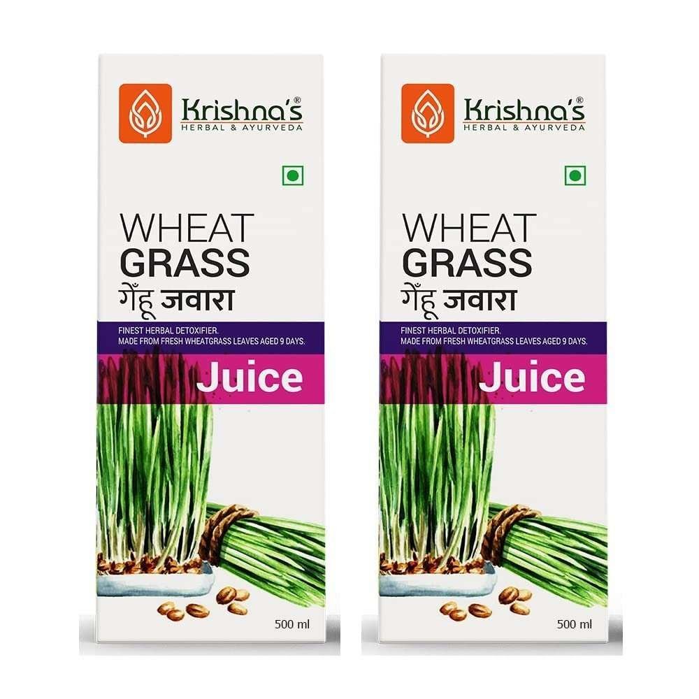 uk61o7aQYGDLL-1.jpg KRISHNA'S HERBAL & AYURVEDA Wheatgrass Juice, Wheat Grass Juice 9Th Day Picked Wheatgrass Leaves, Pure, Natural And 100% Ayurvedic Juice -500 Ml (Pack Of 2) - Fast UK Delivery - Image 1