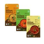 Organic Tattva, South-Indian Masala Combo (Sambhar Powder, Rasam and Biryani Masala) - 300 Gram | Rich in Flavors, Dry Roasted and Prepared from Whole Spices | - Fast UK Delivery