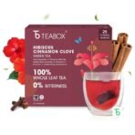 Teabox Hibiscus Cinnamon Clove Green Tea Bags 25 pcs | 100% Natural Hibiscus, Cinnamon & Clove - Fast UK Delivery