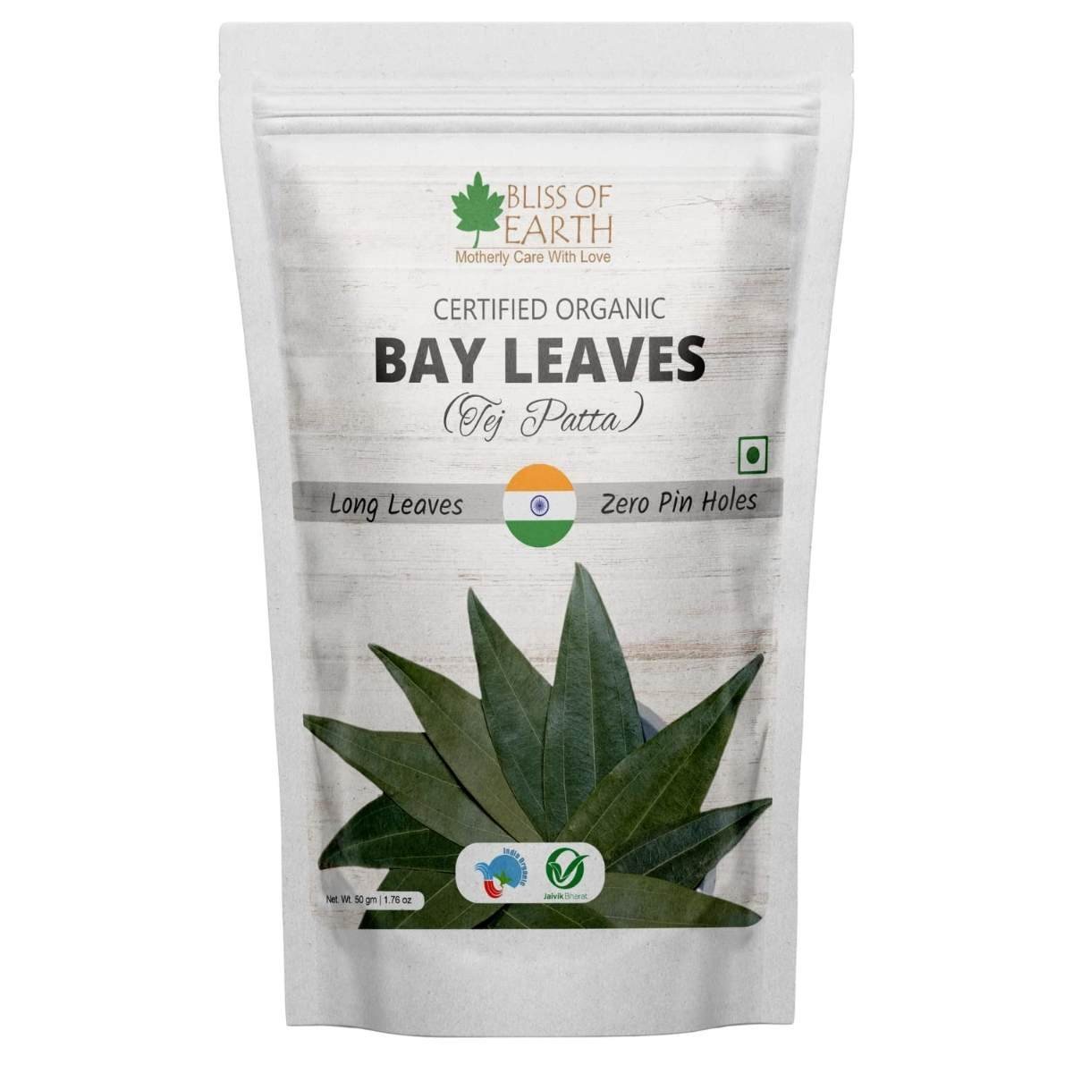 uk61pOQXSCzL-1.jpg Bliss of Earth Certified Organic Indian Bay Leaves With Zero Pin Holes & Zero Dust, A1 Grade Tej Patta With Uniform Green Color, 50gm - Fast UK Delivery - Image 1