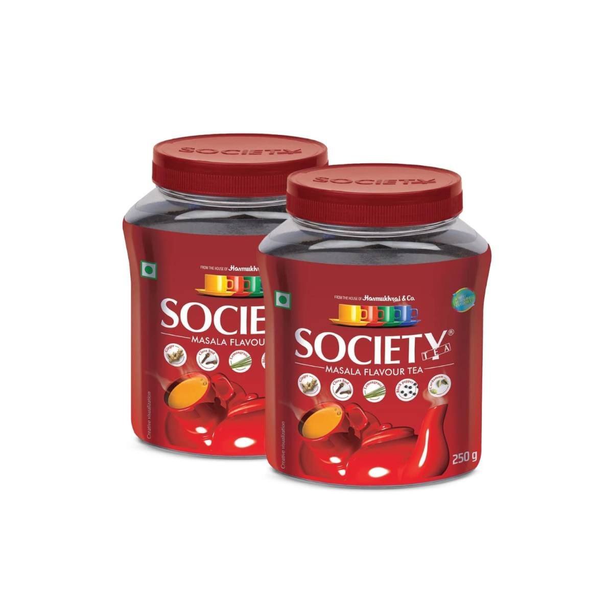uk61pOY9i30L-1.jpg Society Tea Masala Chai | 250 g Jar | Pack of 2 | Made with Cardamom Ginger Cloves Black Pepper and Lemongrass | Classic Masala Tea - Fast Shipping to USA & Canada - Image 1