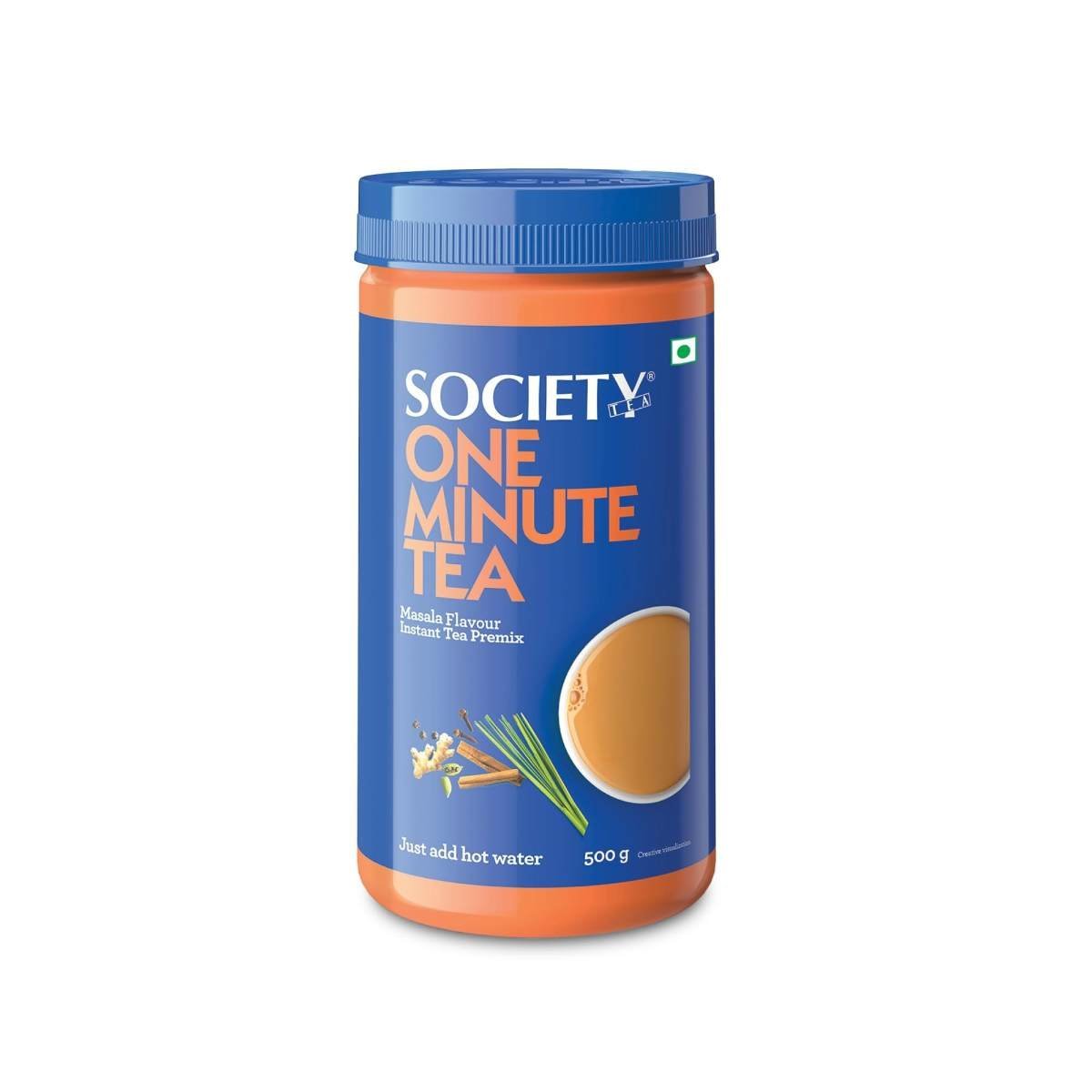 uk61pl6Hn6e0L-1.jpg Society One Minute Tea | Masala Flavour | Made with Ginger, Clove, Black Pepper, Cinnamon | Masala Chai | Flavoured Instant Tea | 500 g Jar | Pack of 1 - Fast Shipping to USA & Canada - Image 1