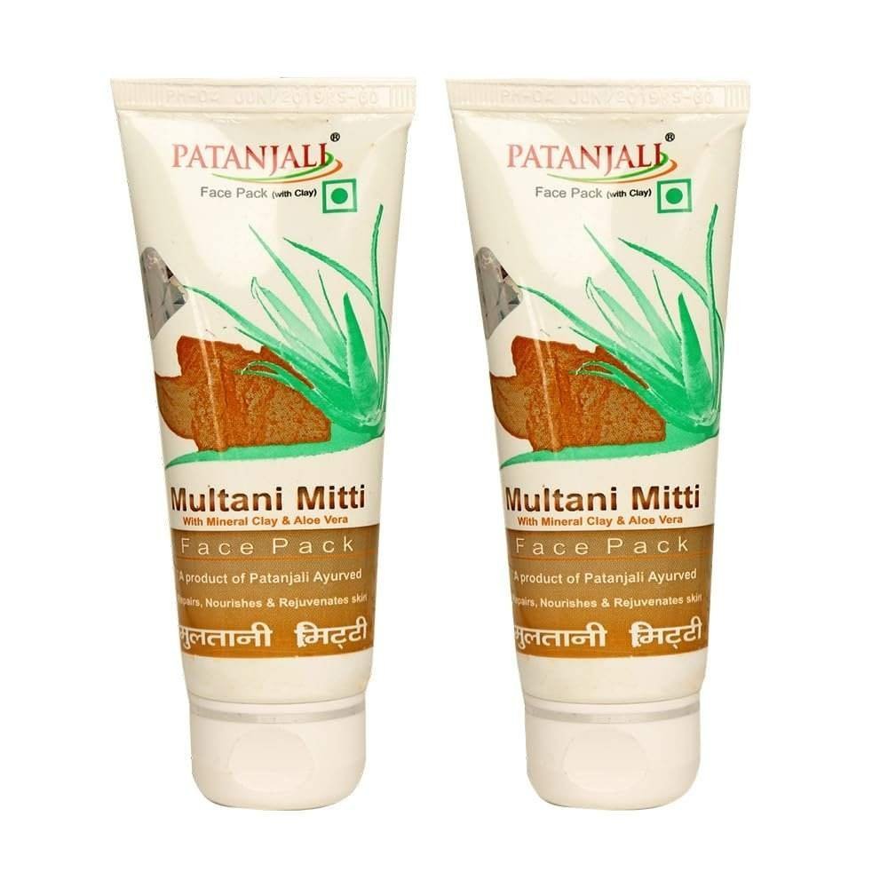 uk61pmNvi1waL.jpg Patanjali Multani Mitti Face Pack with Mineral Clay and Aloevera, 60g (Pack of 2) - Fast UK Delivery - Image 1