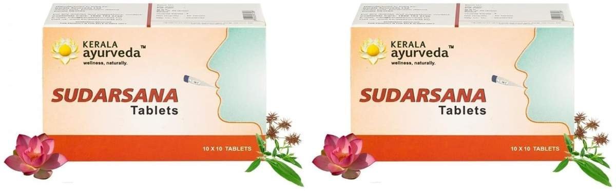 uk61psg6jUjPL-1.jpg Kerala Ayurveda Sudarsana Tablet 100 Nos x pack of 2 - Fast UK Delivery - Image 1