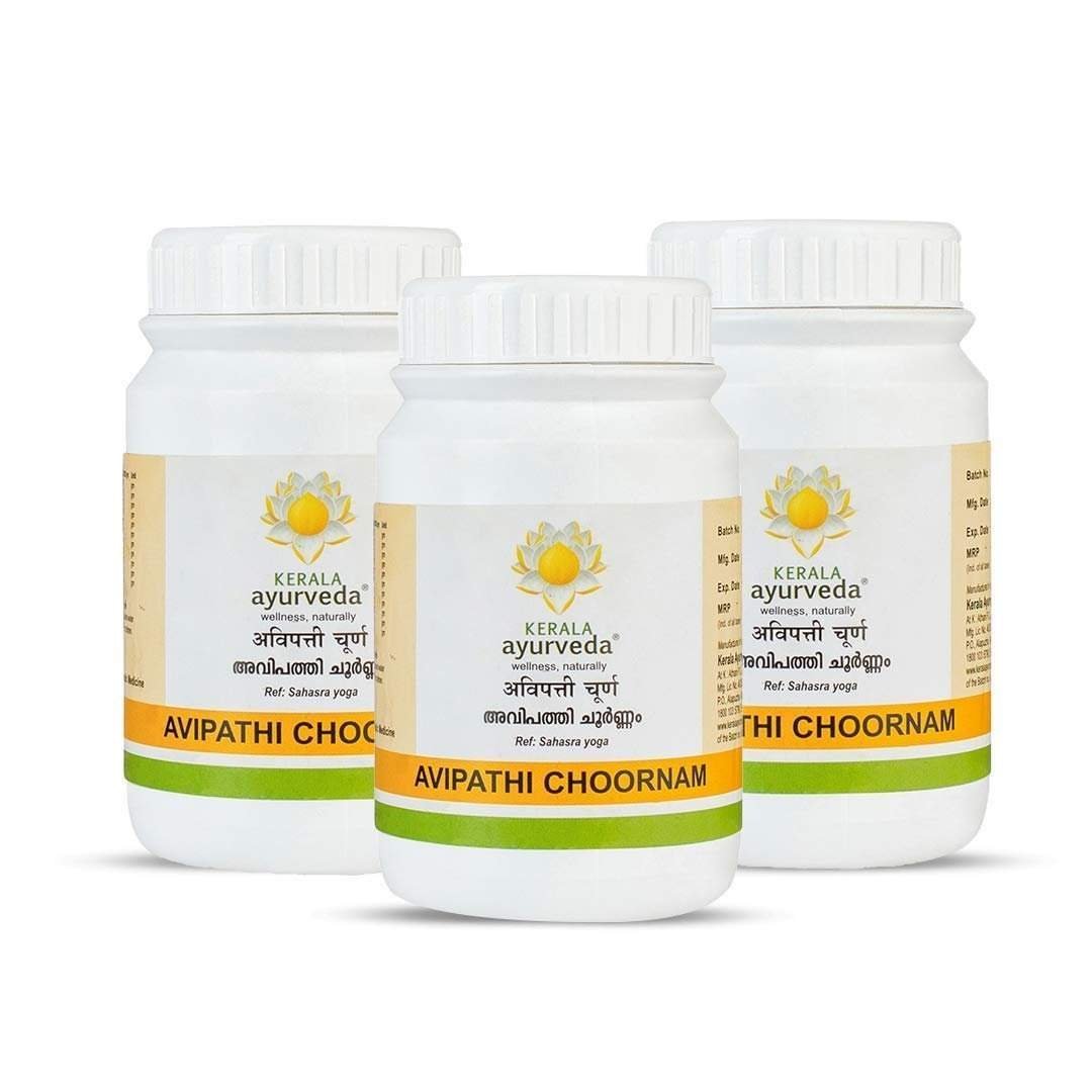 uk61qmS1KX5OL-1.jpg Kerala Ayurveda Avipathi Choornam| Ayurvedic Gut Cleanser| Regulates Bowel Movements| Ayurvedic Herbal Laxative For Constipation Relief| Better Gut Health| Non-Habit forming| 100% Ayurvedic | With Maricha, Pippali, Sunti, Trivrit, Musta, and Vidanga (50 Gm) - Pack of 3 - Fast UK Delivery - Image 1