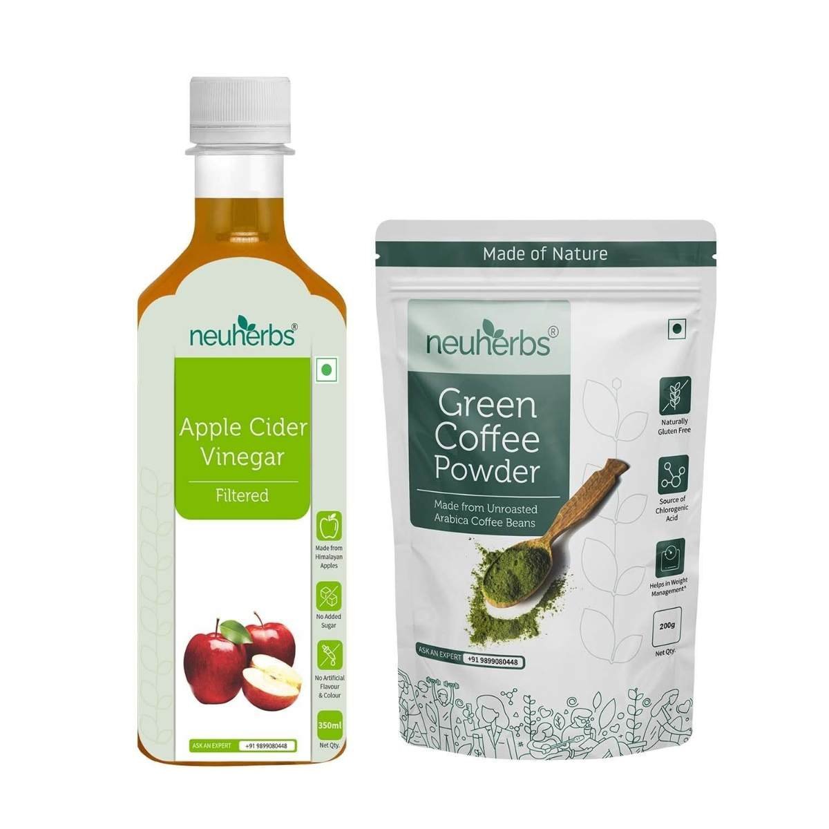 uk61r166L6eeL-1.jpg Neuherbs Green coffee bean powder-200g and Apple cider vinegar Filter-350 ml for Weight Management, Better Digestion & Boosted Immunity - Fast UK Delivery - Image 1