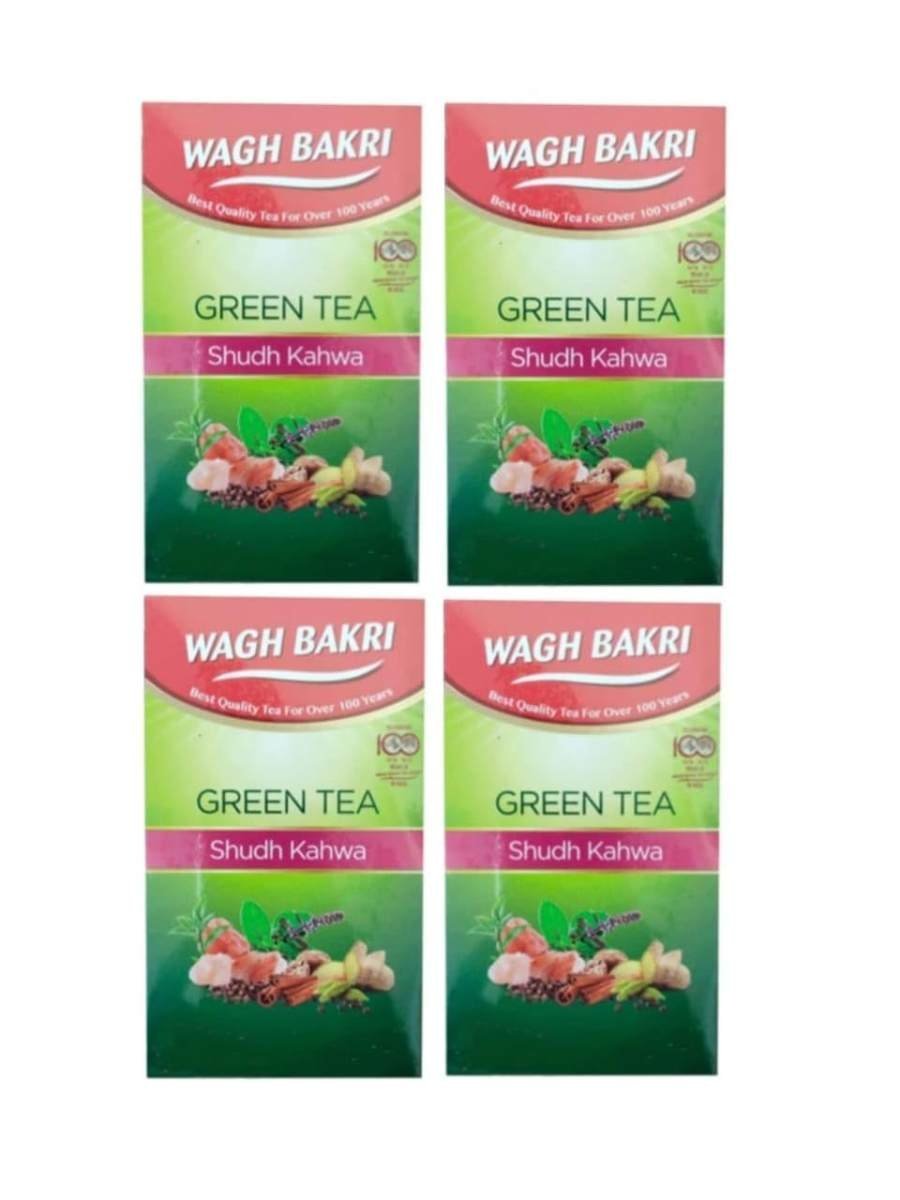 uk61rIXWh4wrL-1.jpg Wagh Bakri Green Tea Shudh Kahwa 25 Tea Bags | Pack Of 4 - Fast UK Delivery - Image 1