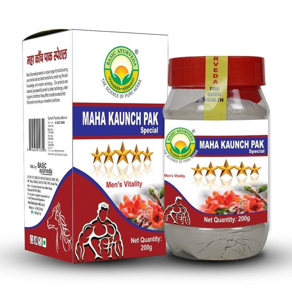 uk61rNWdIK7uL-1.jpg BASIC AYURVEDA Maha Kaunch Pak Special 200g | Ayurvedic Supplements for Vata Health | A Powerful Blend of Natural Ingredients Extra Strength Formula - Fast UK Delivery - Image 1