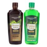 Panchvati Herbals Brahmi Amla Shampoo 450 ml with Neem Tulsi Shampoo 450 ml for Hair Growth & Anti Dandruff Shampoo - Combo of 2 - Fast UK Delivery