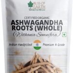 Bliss of Earth 200GM Certified Organic Ashwagandha Roots Whole Withania Somnifera Premium Grade Help Boost Immunity Stress Relief - Fast UK Delivery