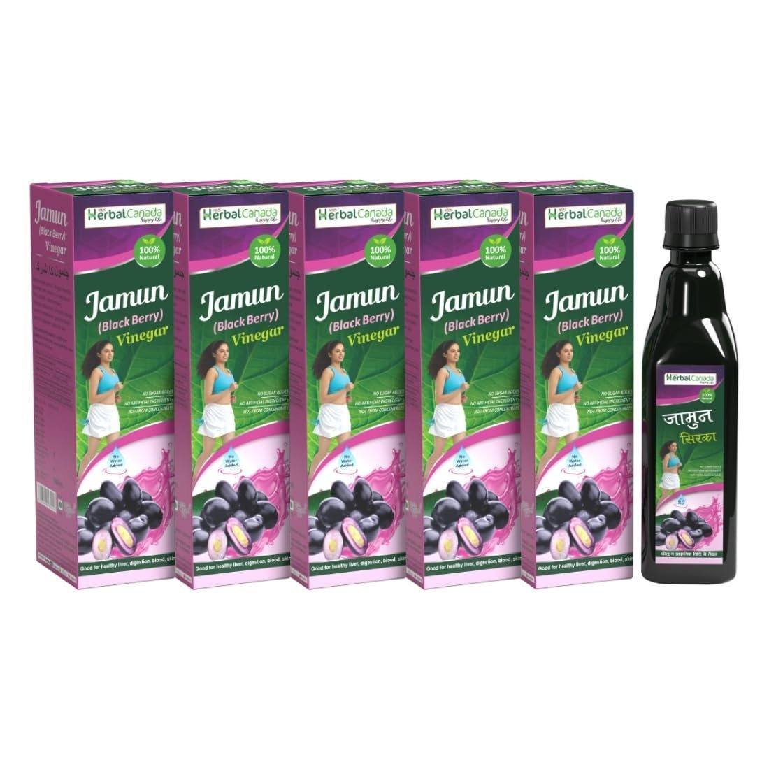 uk61t9ZCLYZML-1.jpg Herbal Canada Jamun Vinegar 500 ml | Natural Detoxifier & Improves Metabolism and Appetite | 100% Natural (Pack of 5) - Fast UK Delivery - Image 1